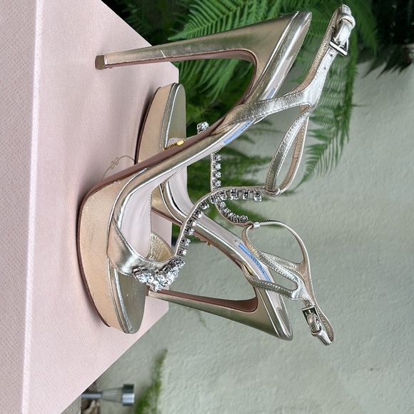 Prada gold kid leather and crystal shoes - Picture 6 of 9